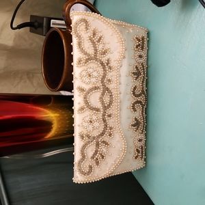 Vintage 50's/60's Glam Satin Beaded Purse / Clutch